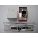 A Swatch Wristwatch, on metal and rubber strap, in original plastic case; Nixon modern bracelet