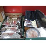 Electroplated Oval Gallery Tray, salvers, entree dish, frames, oak canteen, tankards and other