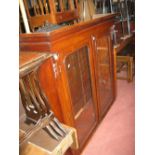 A XIX Century Mahogany Bookcase, top with stepped pediment twin glazed doors and adjustable