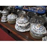 A Large XIX Century Dinner Service with Floral Decoration, tureens, plates, etc, with impressed mark