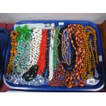 Vintage and Later Bead Necklaces, including foiled glass, etc:-One Tray