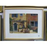 Trevor Neal (Sheffield Artist), A Villa in Pienza Tuscany Italy, oil on paper, signed with