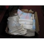 A Quantity of Linens, needlework, crochet, etc:- Two Boxes