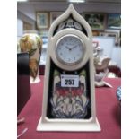 A Moocrcroft Pottery Clock in the 'Laughter and Sorrow' Pattern by Nicola Slaney, limited edition