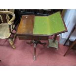An Early XIX Century Mahogany Games/Work Table, with hinged leaves, baized interior, single and