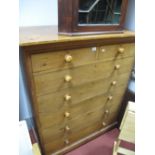 A XIX Century Pine Straight Front Chest, of five long and two short drawers, having turned