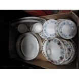 A Royal Doulton China Part Dinner Service, "Camelot" pattern, Colclough china tea service:- One Box