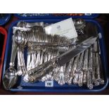 Assorted Kings Pattern Plated Cutlery, including three piece carving set, fish knives and forks,