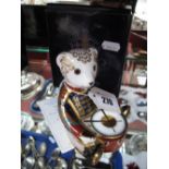 A Royal Crown Derby Paperweight, modelled as Drummer Teddy, No 1463 of an exclusive Signature