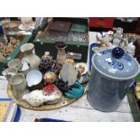 Studio Pottery Stoneware Carafe and Four Goblets, Scheurich vase, decorative pottery, etc:- One Tray