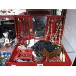 Assorted Costume Jewellery, including beads, bangles, chains, etc, contained in a jewellery box.