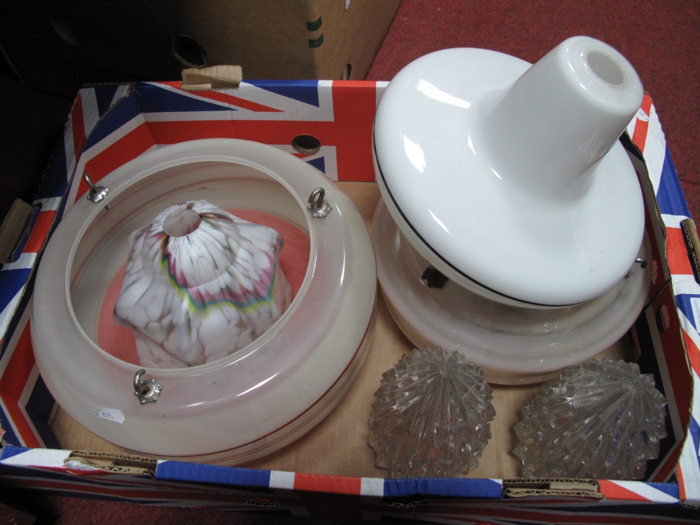 Two Early XX Century Ceiling Lights, pair of moulded glass shades etc:- One Box