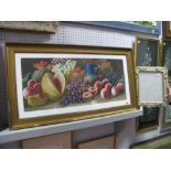 A Giovanni Barbaro 'Still Life with Fruit' Watercolour, signed lower right, 31 x 74cm and a gilt