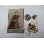 A Colourless Paste Set Starburst Brooch, with a photograph of a lady called Beatrice Fanshaw (who