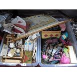 A Large Collection of Sewing and Knitting Accessories, including tins of buttons, thread, knitting