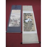 Two Early XX Century Japanese Watercolour Scrolls, signed. (2)