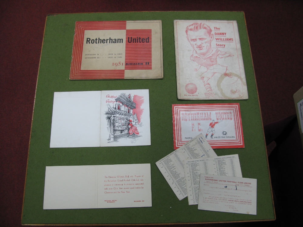 Rotherham United Photo Album 1948, 1951 promotion booklet, 'Danny Williams Story'. fixtures,