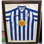 Sheffield Wednesday Diadora home Shirt with Chupa Chups Logo, black pen signed by approximately 18