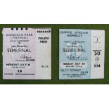 World Cup 1966 Tickets, for both Semi-Finals July 25th West Germany v. Soviet union at Goodison