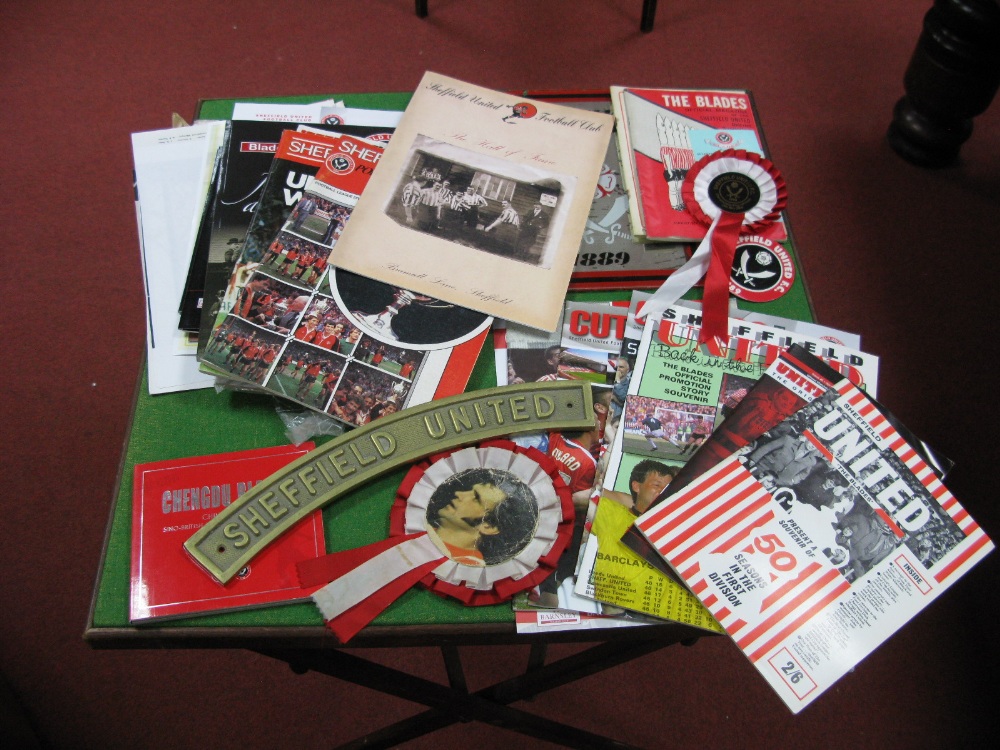 Sheffield United Ephemera, to include promotion booklets, blades revival letters, rosettes,