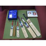 Cricket - Four Miniature Bats bearing Signatures, to include Sobers, Bedser, Trueman, Close, another