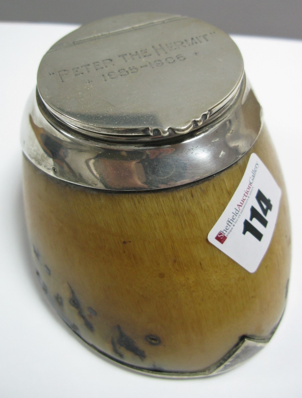 Horse Racing - Horses Hoof With Silver Mount As An inkwell, stamped "Peter The Hermit" 1885 - 1906