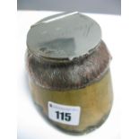 Horse Racing - Horses Hoof With Plated Mount As An Inkwell, stamped "Tommy" to the hinged lid.