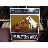 'HMV' Reproduction Enamelled Sign, 46 x 40cm.