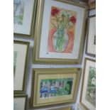 Ruth Lamb (Sheffield Artist) Five Watercolours, to include 'Durham', 'Carnations', 'The Queen in