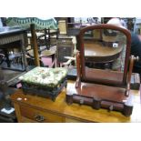 A Victorian Dressing Table Swing Mirror, with two glass handled drawers, a mid XX Century small