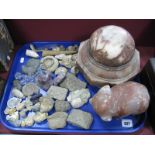 Fossils, Minerals, alabaster, elephant, etc:- One Tray