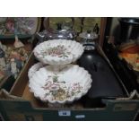 A Victorian Part Dessert Service ('Flora' Design by S. Hancock), an EPNS teapot, fish kettle, Aga