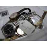 Rotary; A 9ct Gold Gents Wristwatch, the signed dial with baton markers, the case engraved "A.E