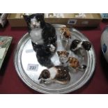 Royal Doulton Cat, HN 999, black and white Persian Cat (seated); together with others including