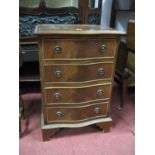 Mahogany Bow Front Bedside Chest of Four Drawers, on bracket feet.