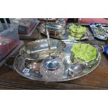 Plated Oval Twin Handled Tray, "Presented to Mr & Mrs W. Fish by the Members of the Choir and the