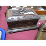 A Black Forest Rectangular Shaped Jewellery Box, with flower finial top, lined interior; together