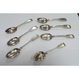 A Set of Five Hallmarked Silver Fiddle Pattern Teaspoons, William Eaton, London 1838, initialled;