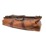 A Tan Leather Vintage Cricket Bag, with retailers label "Stuart Surridge & Co., London" and