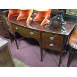 A Late XVIII Mahogany Bow Fronted Sideboard, crossbanded top with boxwood stringing, central with