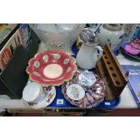 Oak Pipe Rack, Noritake dish, other ceramics:- One Tray.