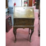 Early XX Century Walnut Ladies Bureau With Fall Front, fitted interior, over two drawers and slider,