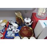 Crown Devon Fieldings Jug Vase, Winton Rouge dish, Albert Masquerade coffee service, etc:- One Tray