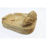 Robert "Mouseman" Thompson Oak Ashtray, with carved front corners, and raised mouse to back,10 x 7.