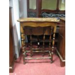 Walnut Serpentine Topped Side Table, with fall flap on turned and block supports.