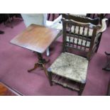 A XIX Century Mahogany Pedestal Table, square top turned pedestal, on cabriole legs; together with