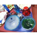 Greenhalgh Glass Bowl, Murano style cockerel, ashtray, other glassware:- One Tray.