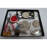 Commemorative Coins, decanter labels, horse keyring, etc.