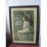 After Patry Coloured Print of Young Girl in White Dress, for Pears Soap, 70 x 46cm.