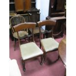 A Set of Six XIX Century Mahogany Bar Back Dining Chairs, with drop in seats, turned and fluted